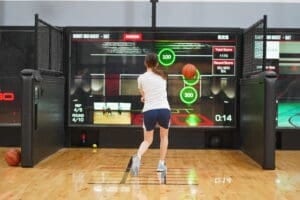 Athletes practicing passing drills